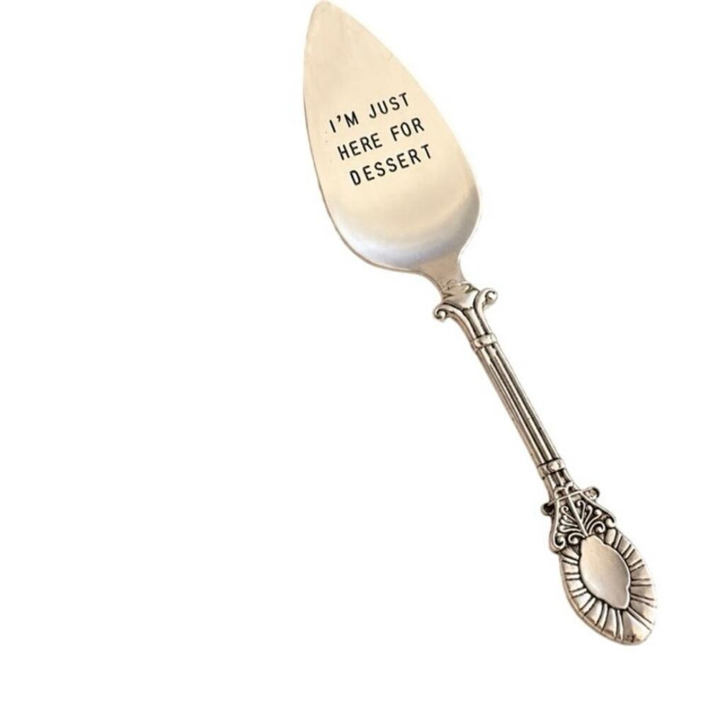 Mud pie I’m Just Here for Dessert Pie Cake Server Vintage Style Silver Tone Gift